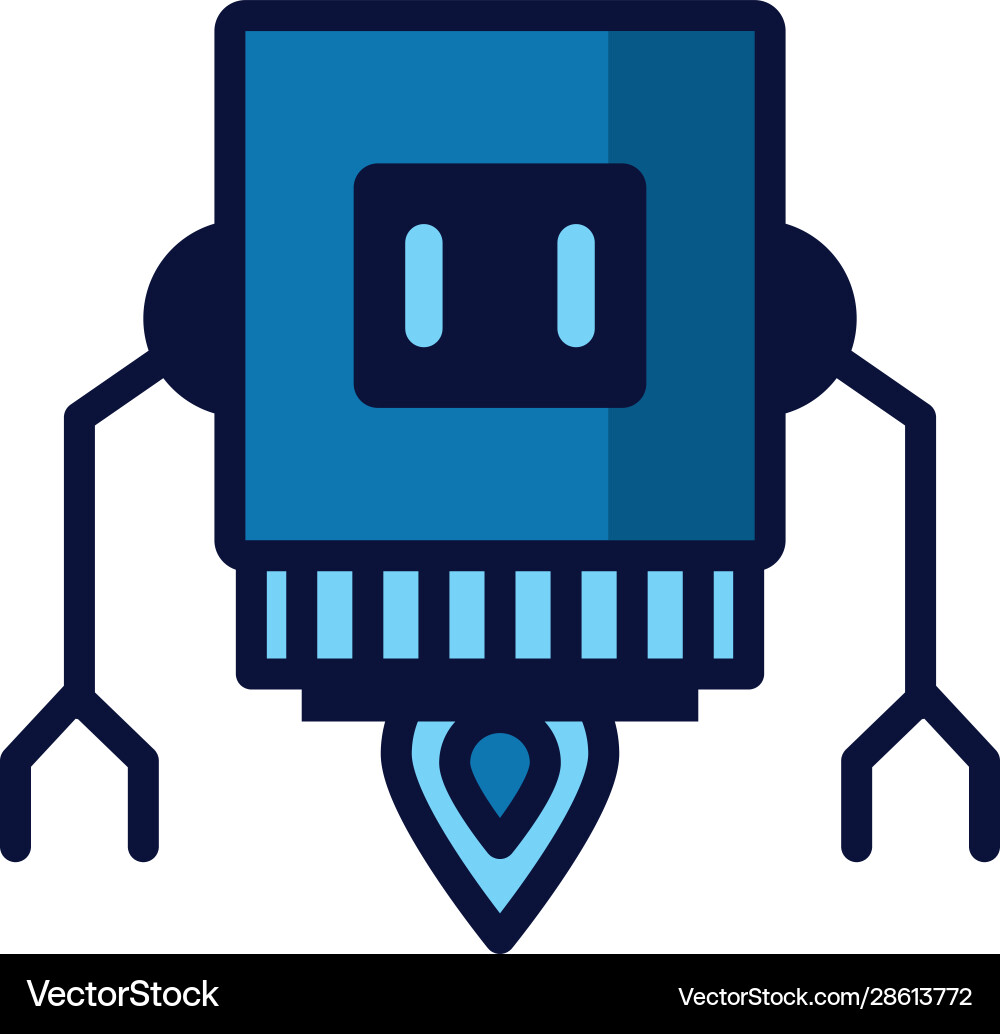 Robot floating cyborg isolated icon Vector Image
