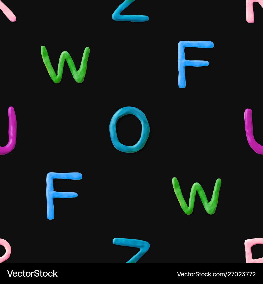 Seamless pattern with alphabet handmade modeling Vector Image