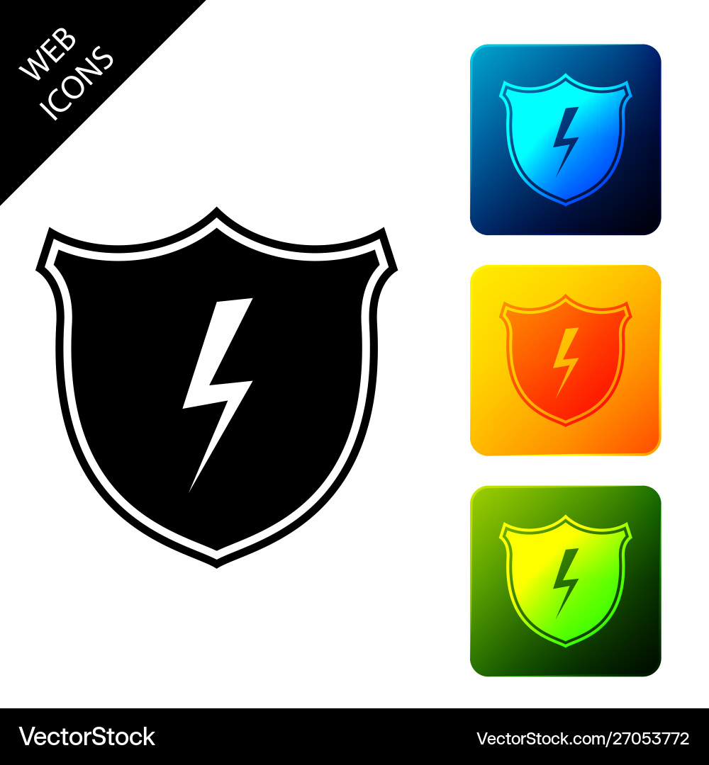 Secure shield with lightning icon isolated Secure shield with lightning icon isolated Vector Image