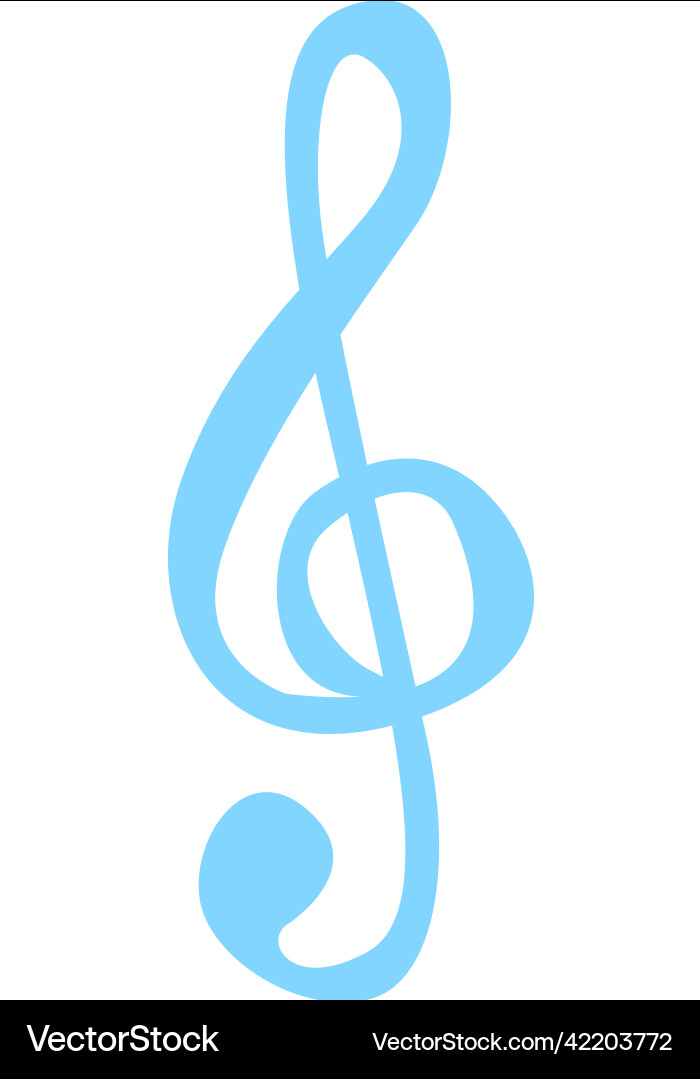Treble clef semi flat color object Treble clef semi flat color object Vector Image