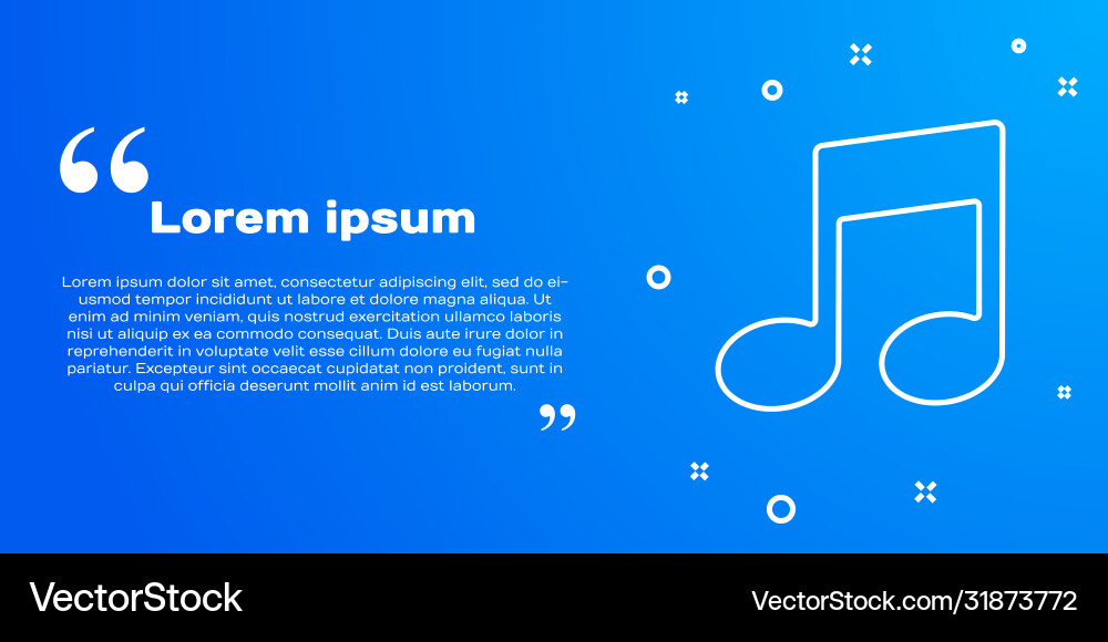 Weiße Linie Musiknotiz Ton Ikone isoliert auf blau Weiße Linie Musiknotiz Ton Ikone isoliert auf blau vektorbild