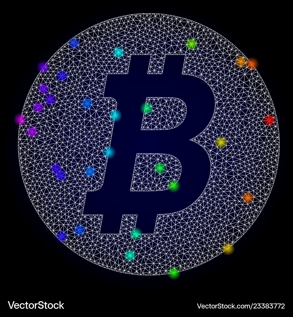 Wire frame mesh bitcoin coin with spectrum Wire frame mesh bitcoin coin with spectrum vector image