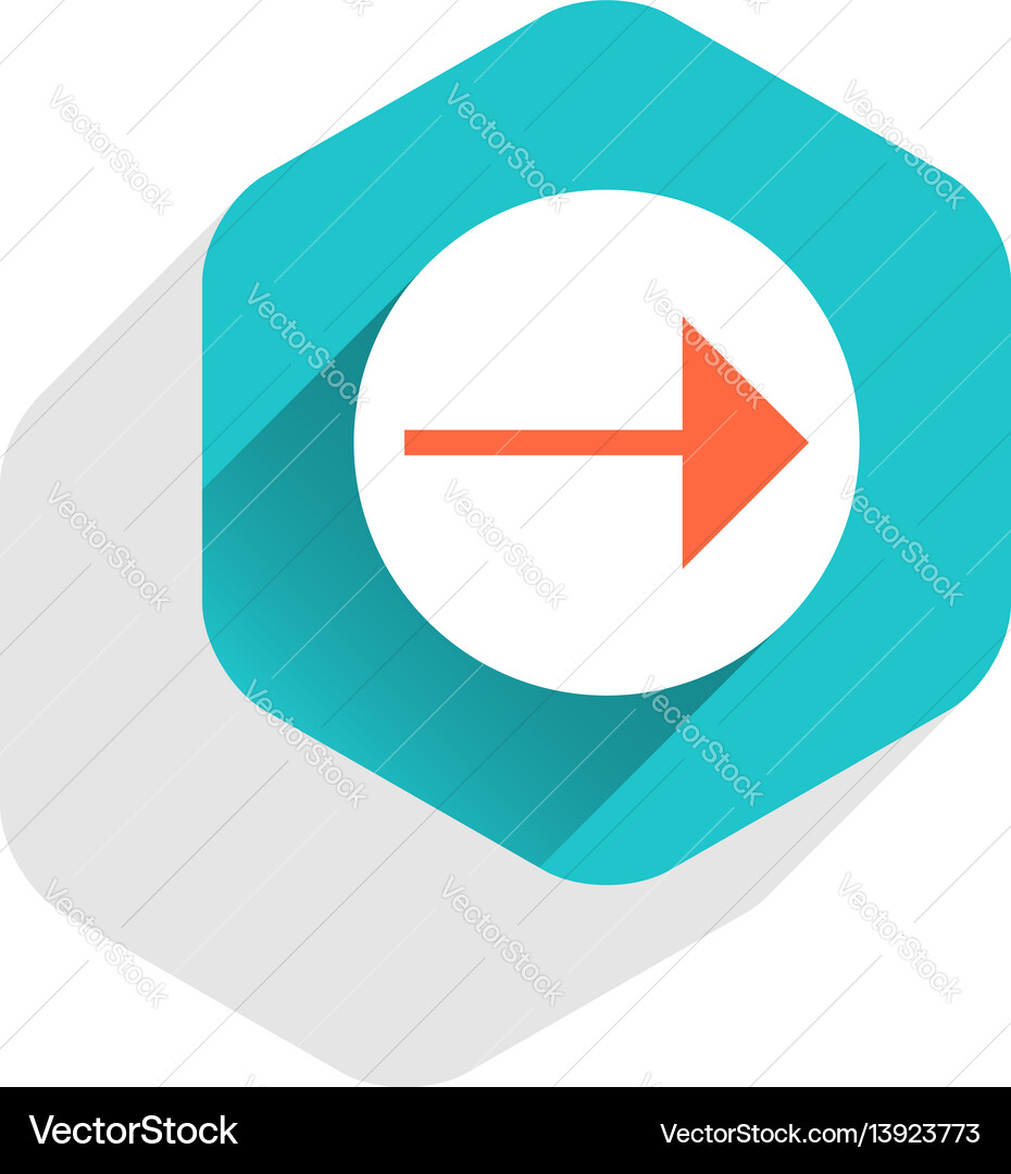 Flat arrow sign round icon hexagon button vector image