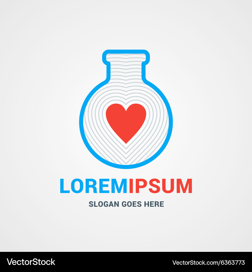 Logo template flask with red heart Vector Image