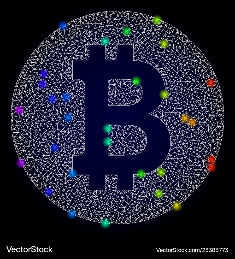 Network mesh bitcoin coin with spectrum Network mesh bitcoin coin with spectrum vector image