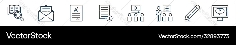 Online learning line icons linear set quality Online learning line icons linear set quality vector image