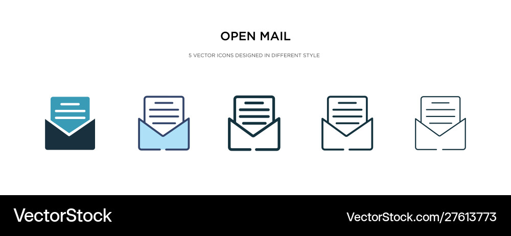 Open mail icon in different style two colored Open mail icon in different style two colored vector image
