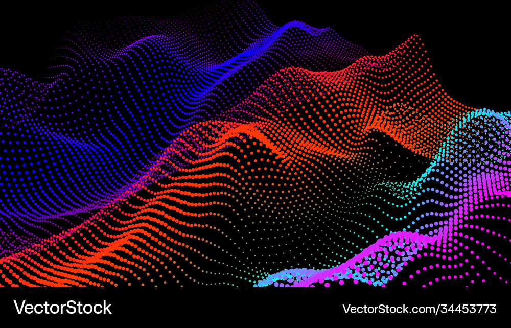 Sea waves from node hud data dots flow research vector image
