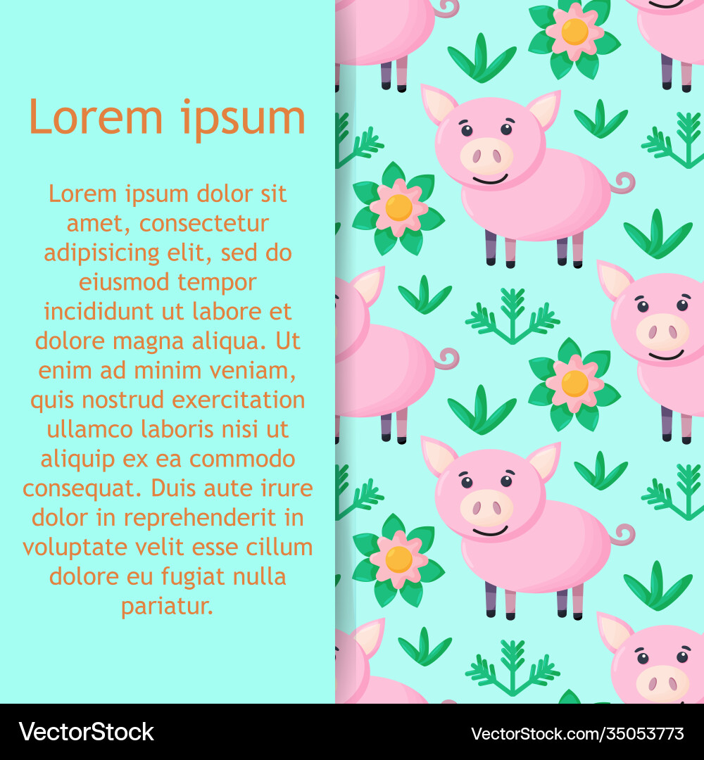 Seamless pattern with pig textile fabric print Vector Image