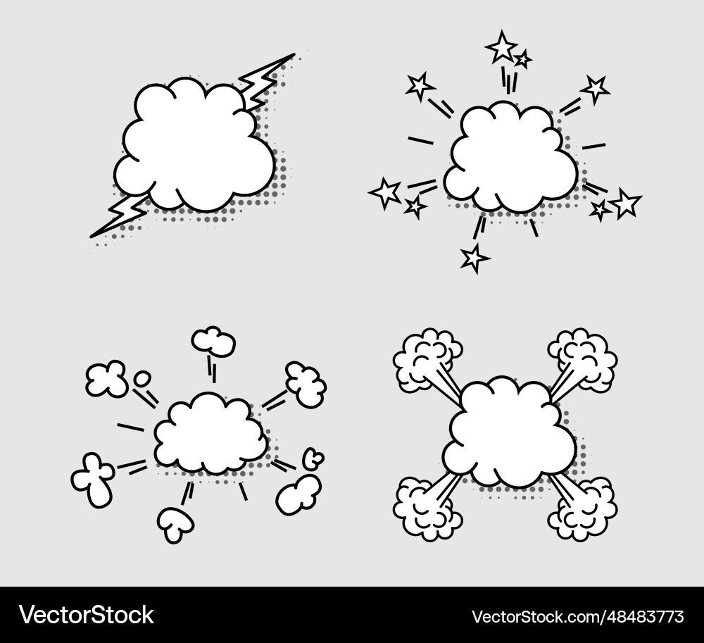 Set of speech bubbles in the form an explosion Set of speech bubbles in the form an explosion vector image