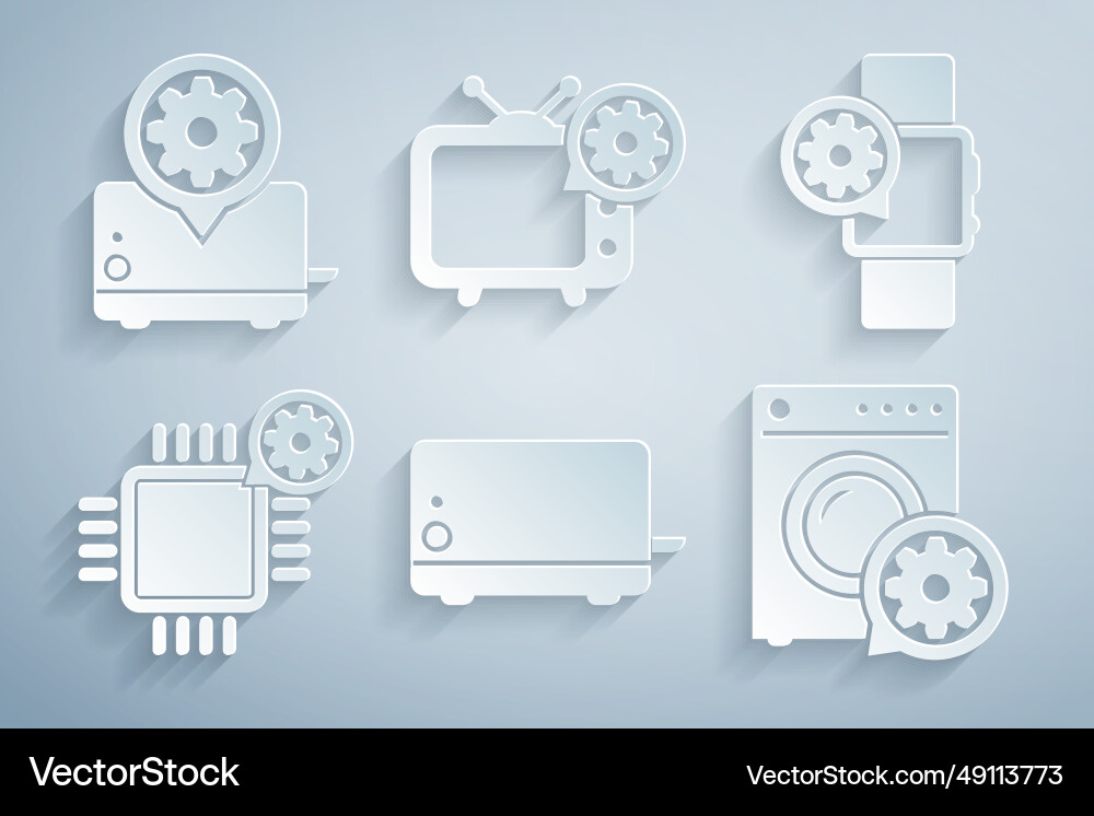 Set toaster smartwatch setting processor washer Vector Image