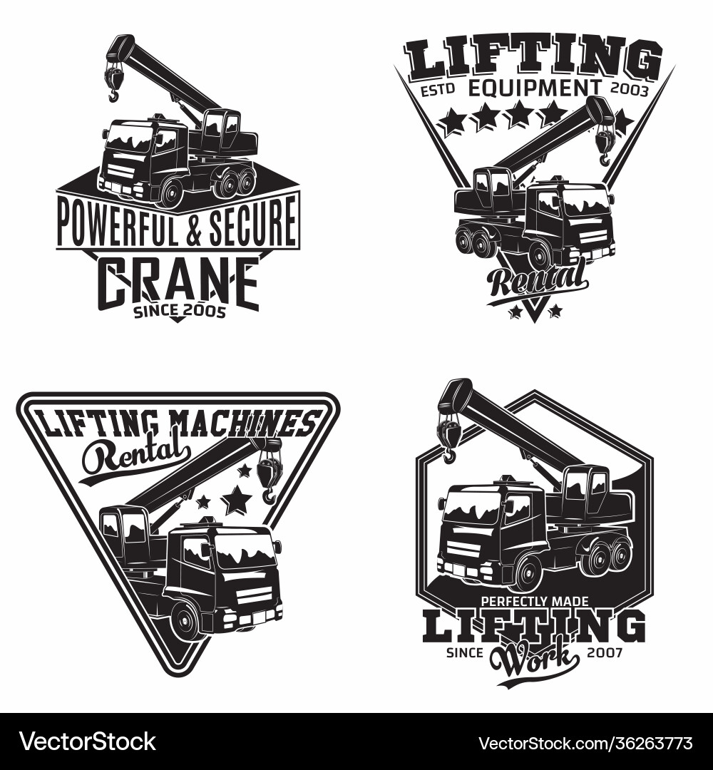 Set vintage heavy crane machine typography Set vintage heavy crane machine typography vector image