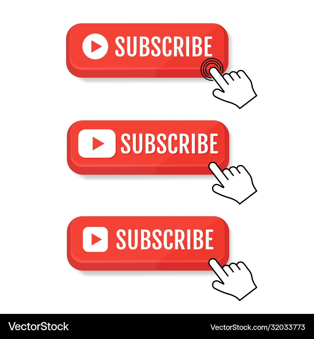 Subscribe call button and hand cursor red Subscribe call button and hand cursor red vector image