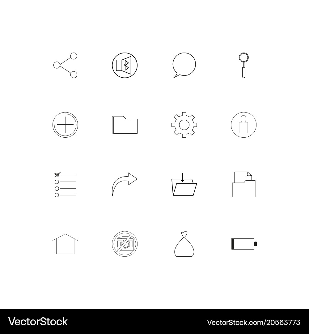 User interface simple linear icons set outlined vector image