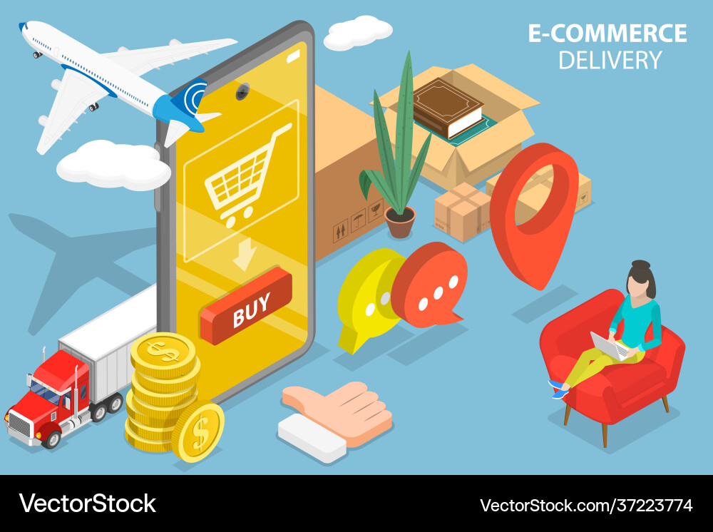 3d isometric flat conceptual Royalty Free Vector Image