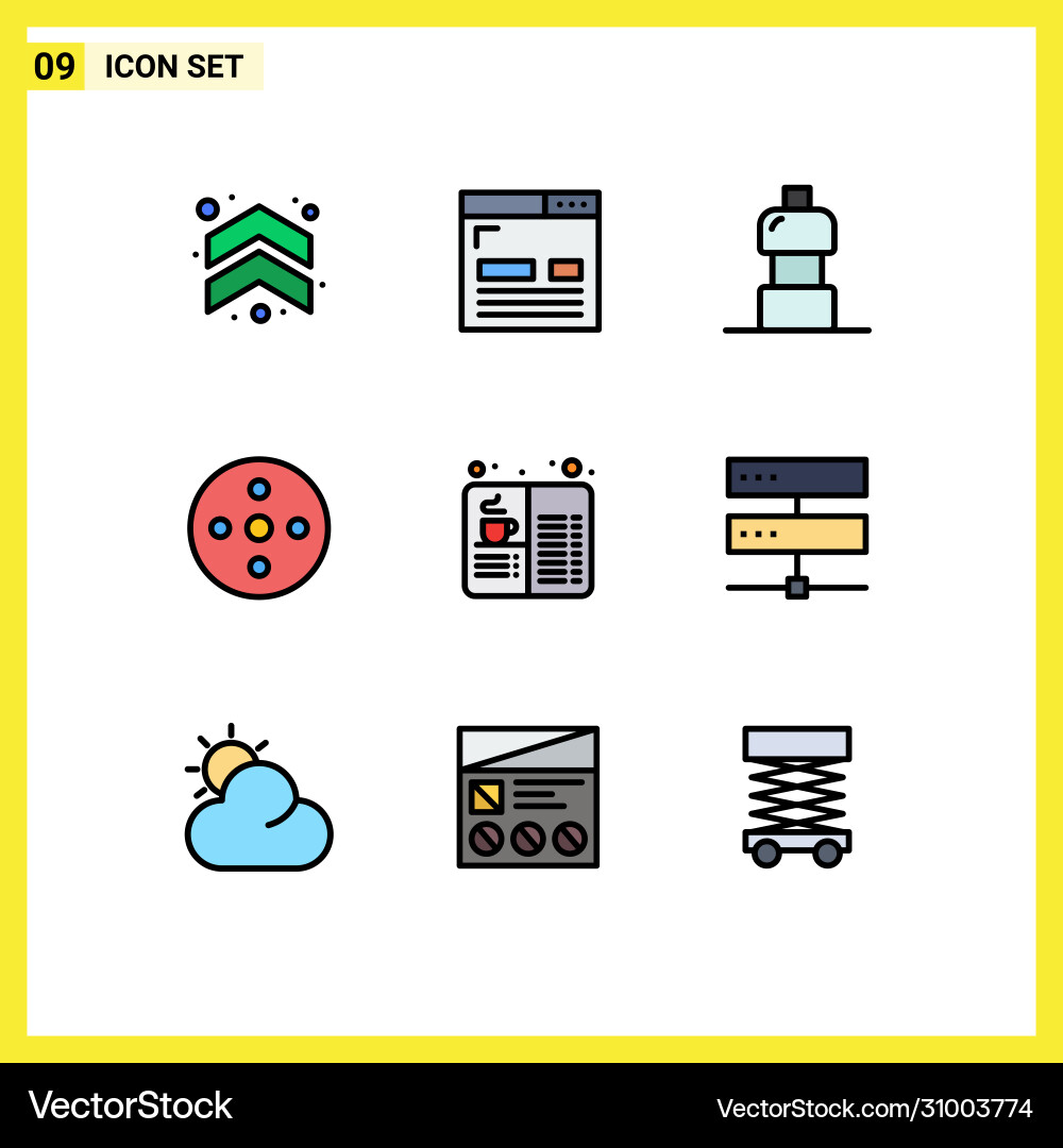 9 user interface filledline flat color pack vector image