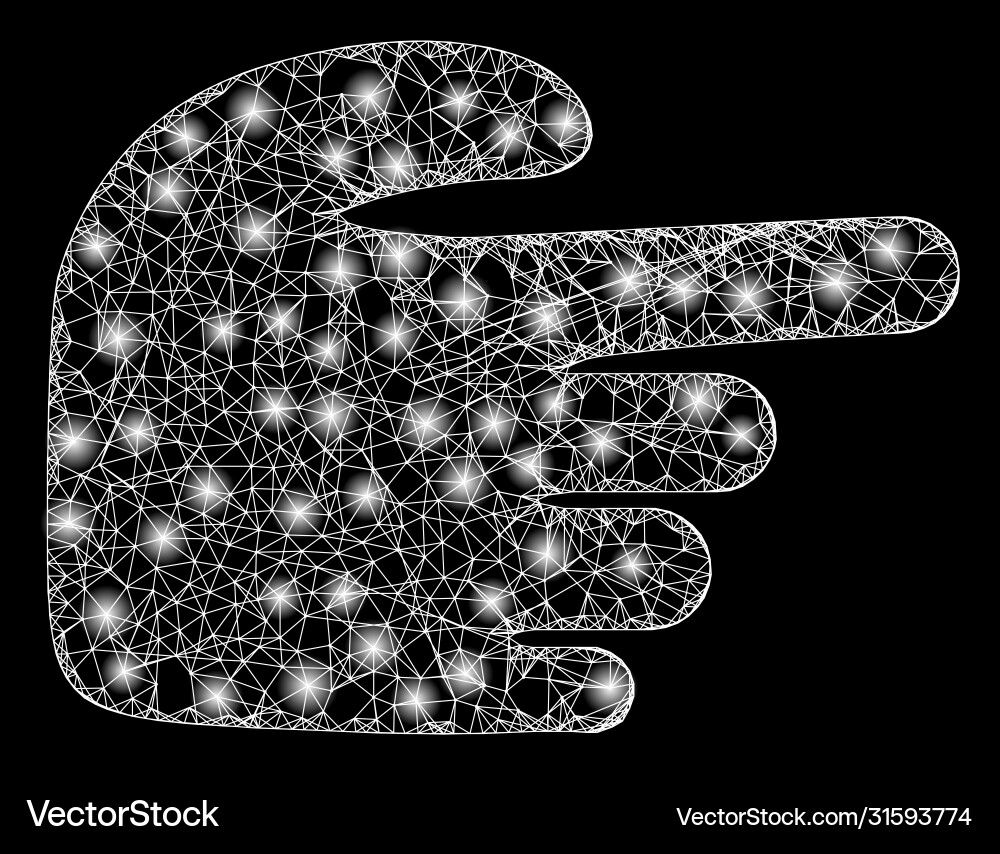 Bright web mesh right index finger with glare Bright web mesh right index finger with glare vector image