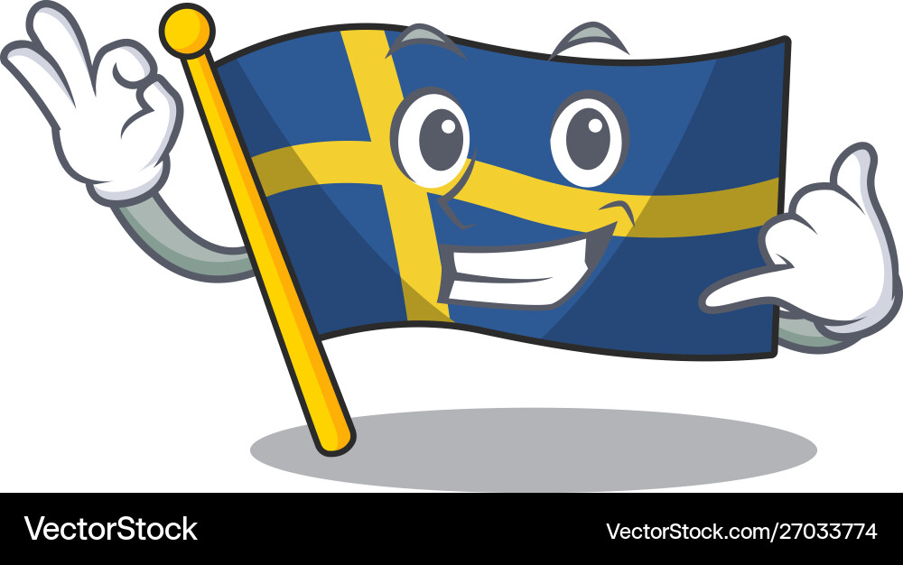Call me swede flags flutter on character pole Call me swede flags flutter on character pole vector image