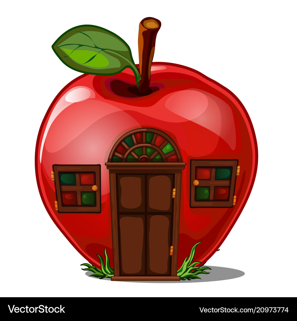 Fairy house in the shape of an apple isolated vector image