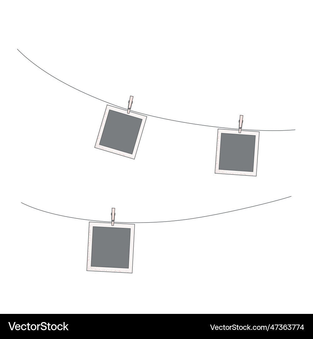 Hanging at string photos frame set of simple vector image
