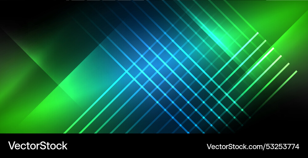 Neon dynamic diagonal light rays background Vector Image