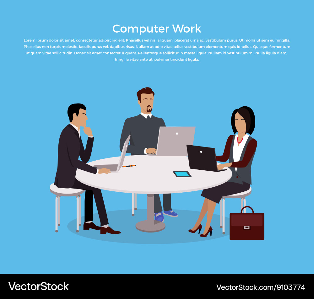 Office Workers with Computers vector image