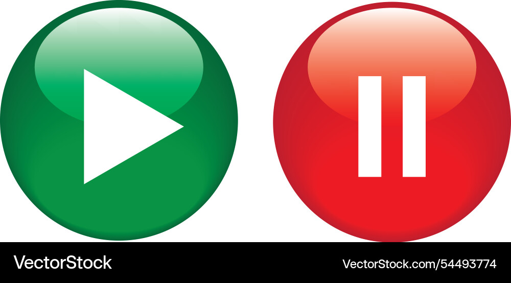 Play and pause 3d buttons vector image