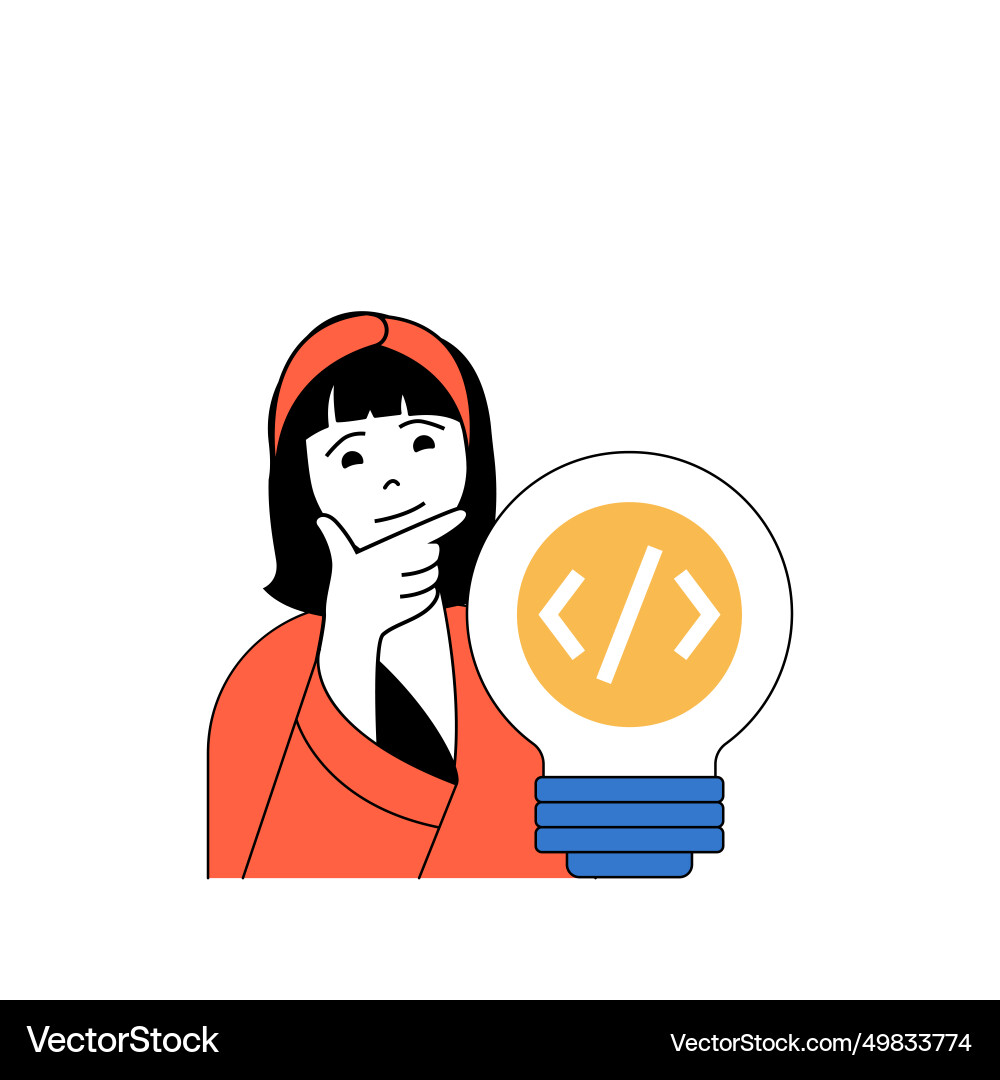Programming concept with cartoon people in flat Programming concept with cartoon people in flat vector image