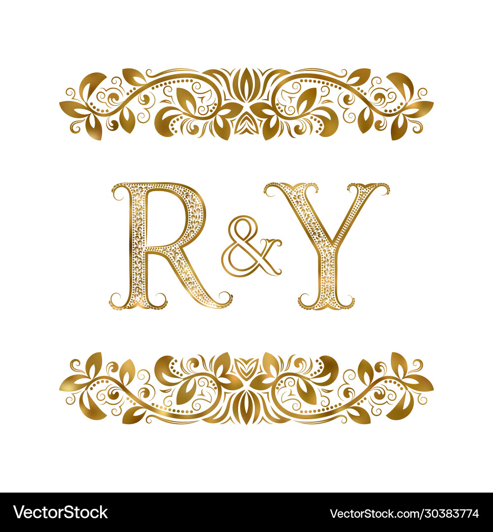 R and y vintage initials logo symbol letters R and y vintage initials logo symbol letters vector image
