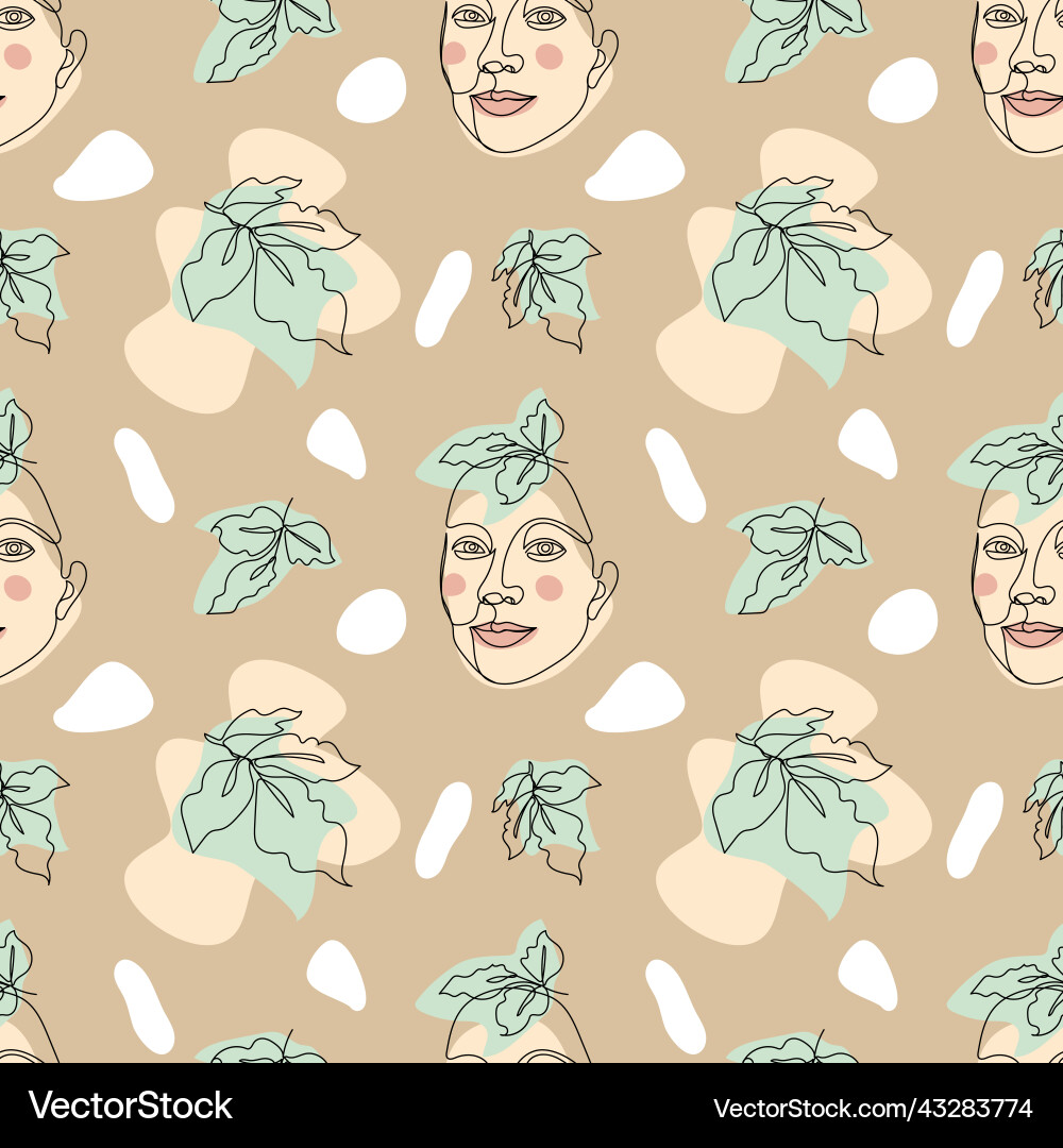 Seamless pattern with one single line drawings Vector Image