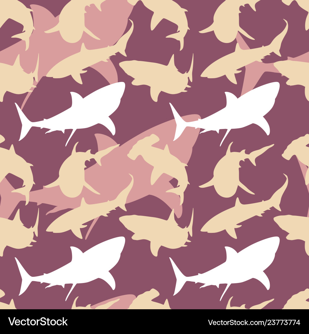 Seamless repeatable pattern of shark predator vector image