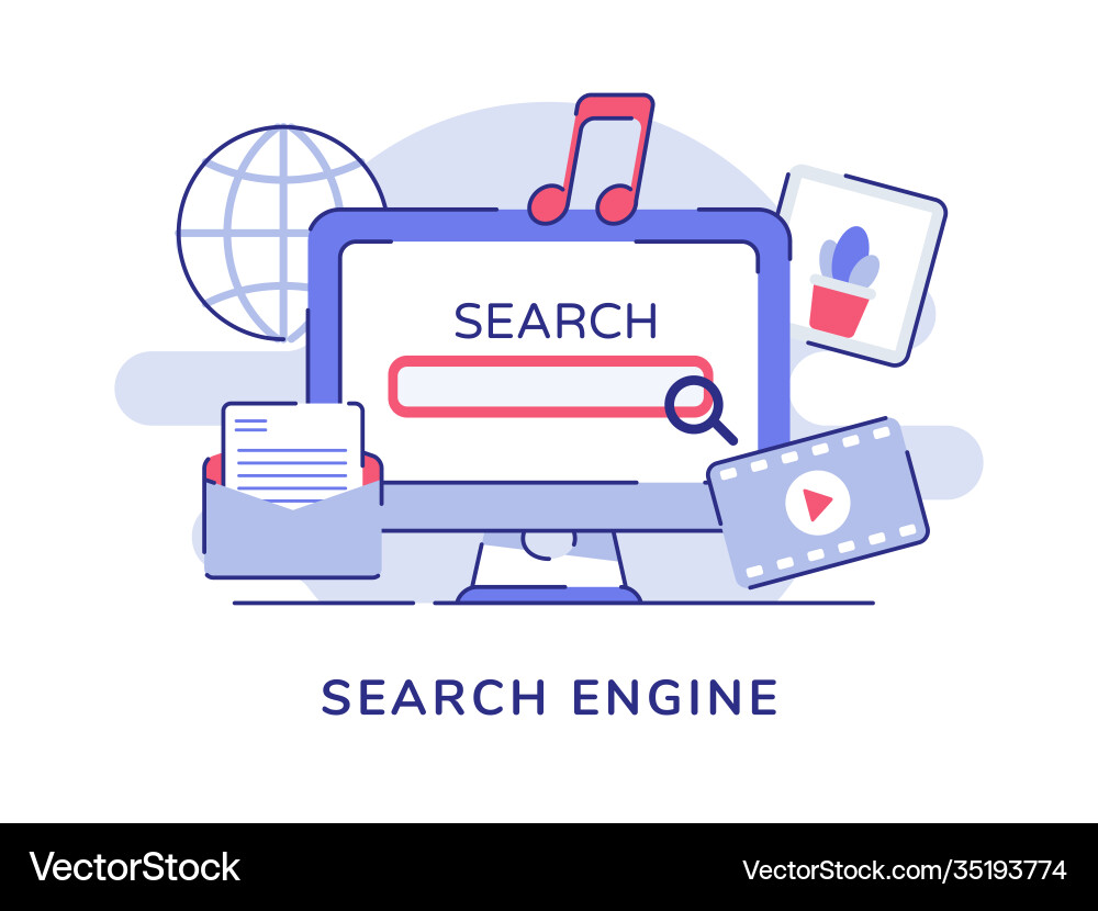 Search engine concept ui magnifier on display Search engine concept ui magnifier on display vector image