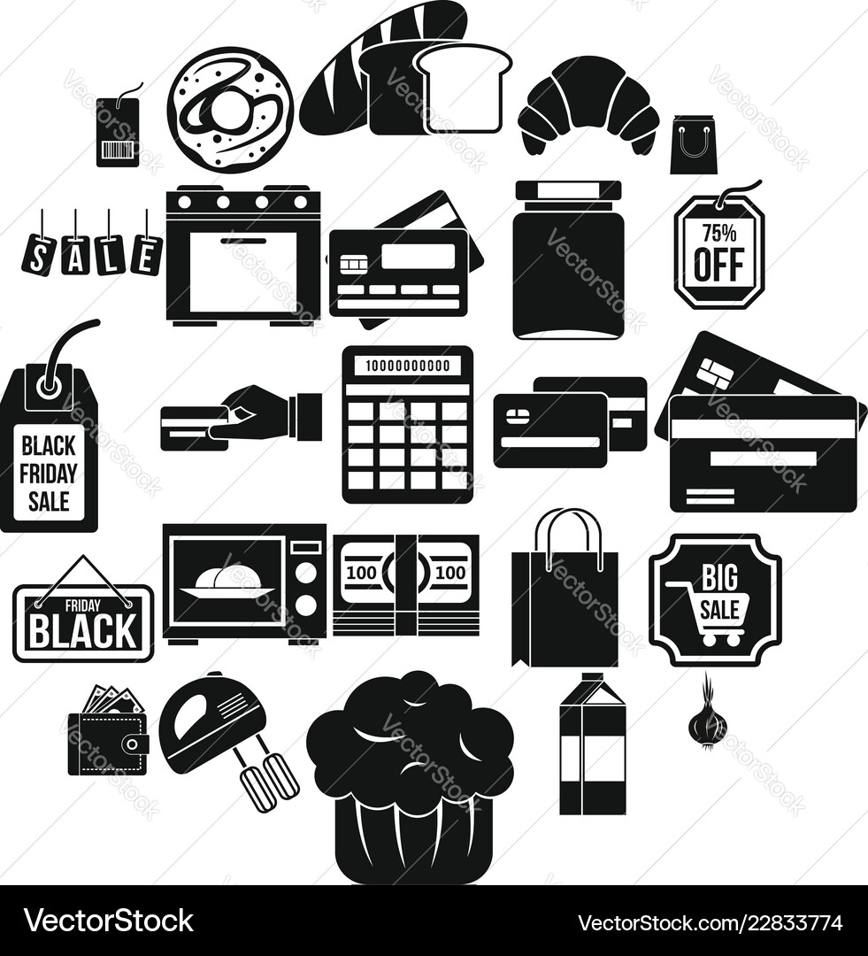 Self-service shop icons set simple style Self-service shop icons set simple style vector image