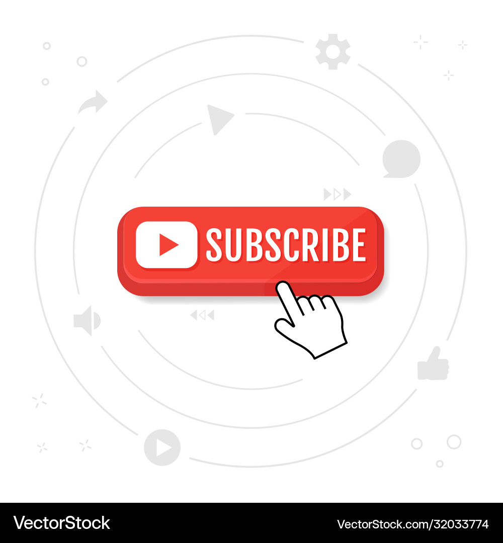Subscribe call button and hand cursor red Subscribe call button and hand cursor red vector image