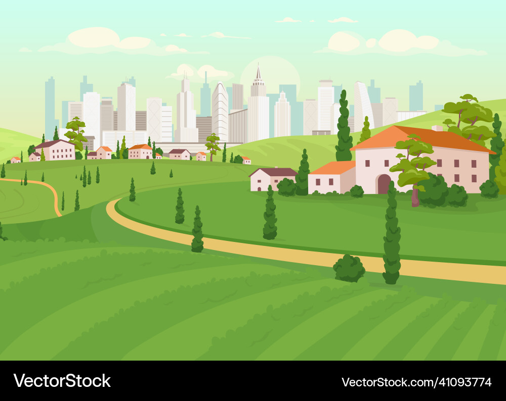 Suburban area flat color Suburban area flat color vector image