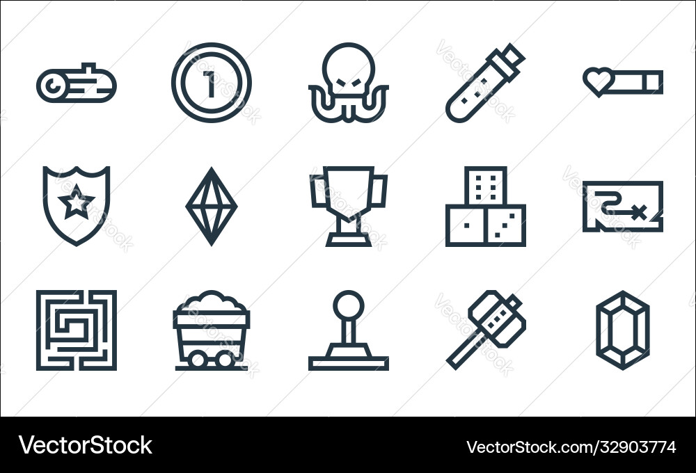 Video game elements line icons linear set quality Video game elements line icons linear set quality vector image