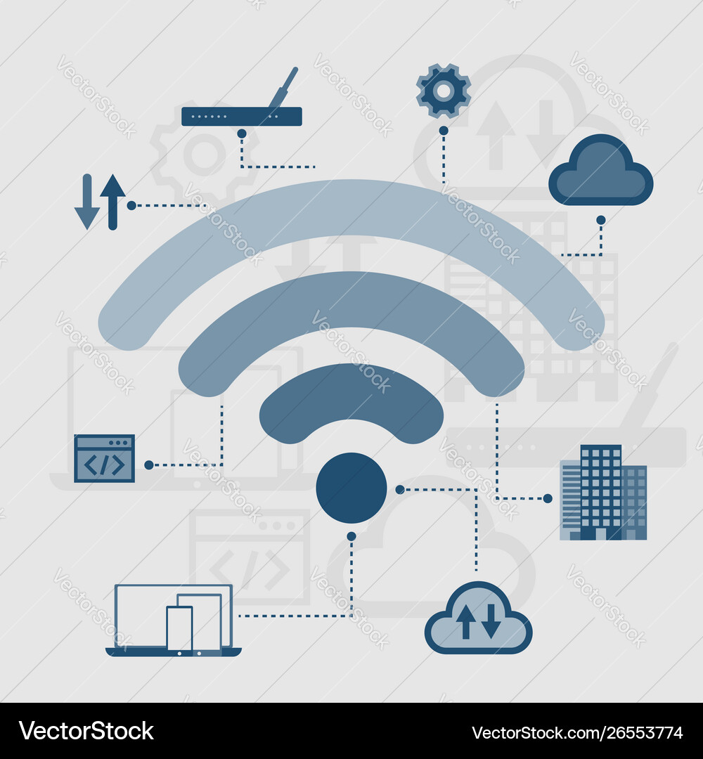 Wireless connection network technology Wireless connection network technology Vector Image