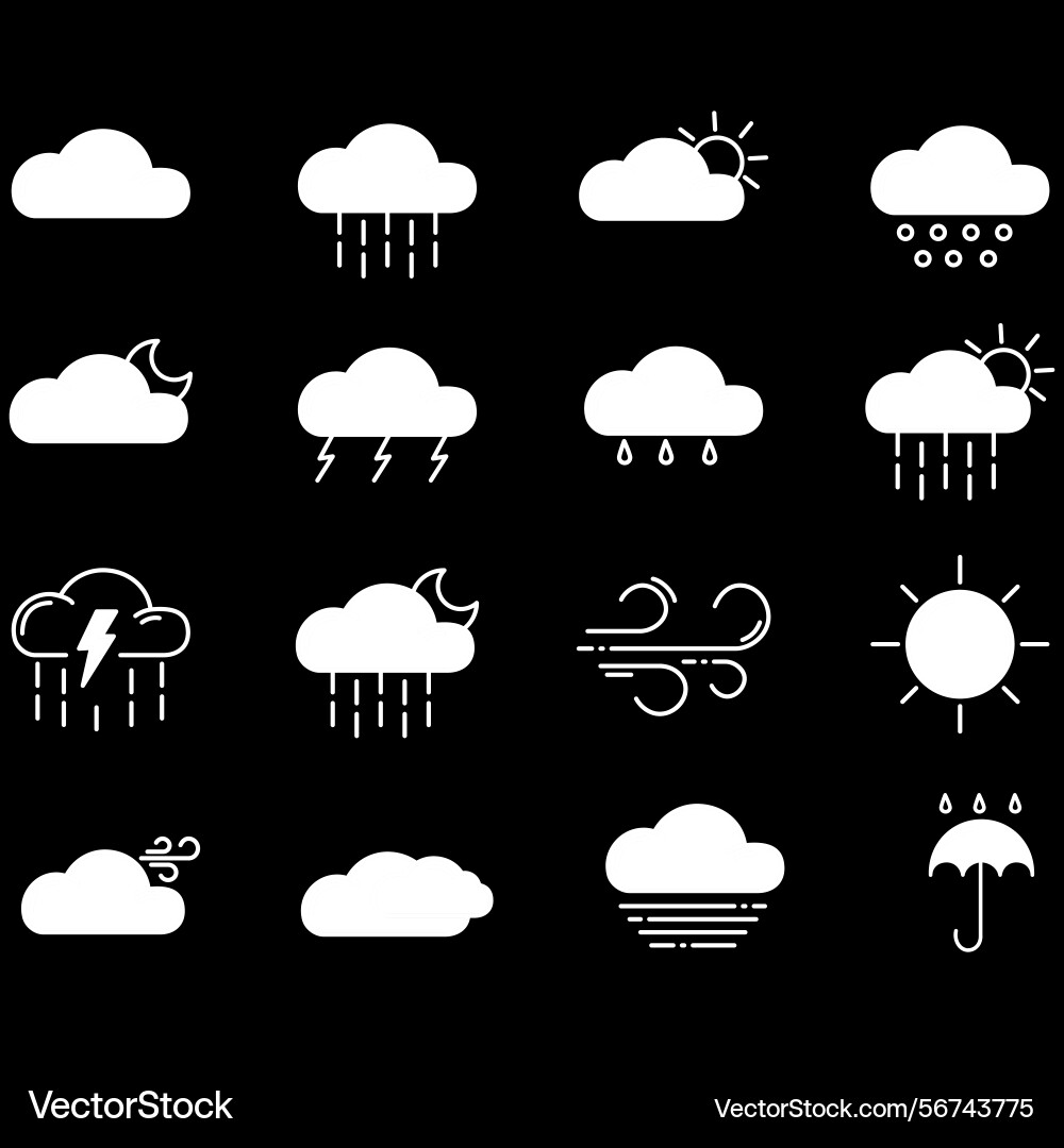 Clouds icons set of in different form Clouds icons set of in different form Vector Image