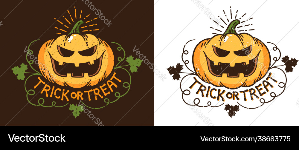 Halloween Kürbis - Vintage Print Logo Halloween Kürbis - Vintage Print Logo vektorbild