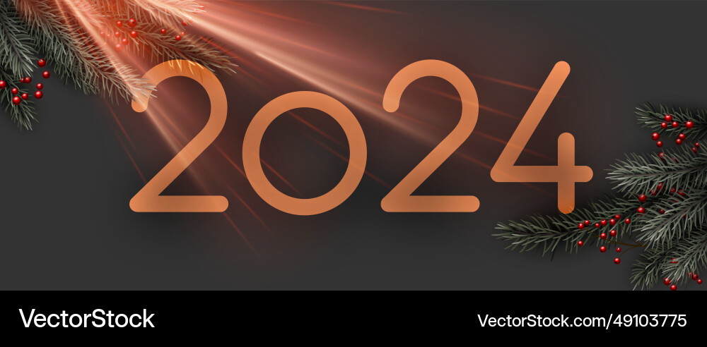 Happy new year 2024 orange glossy lettering Happy new year 2024 orange glossy lettering vector image