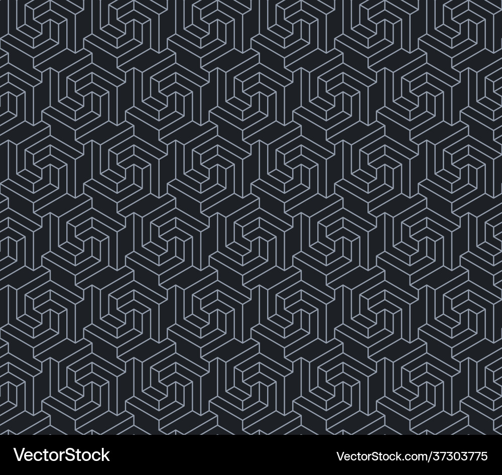 Hexagon pattern with three-dimensional shape vector image