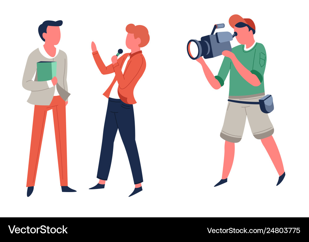 Interview reporter and operator television program vector image