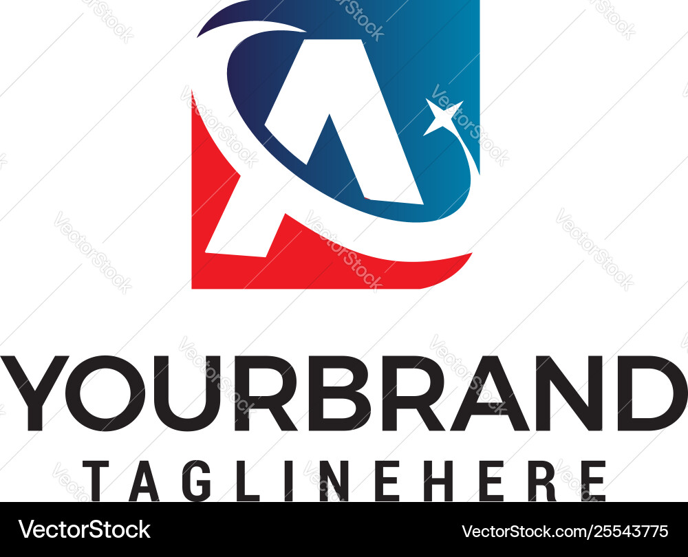 Letter A Star Logo Concept Vector Image