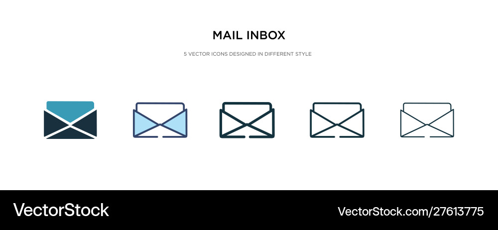 Mail inbox icon in different style two colored Mail inbox icon in different style two colored vector image