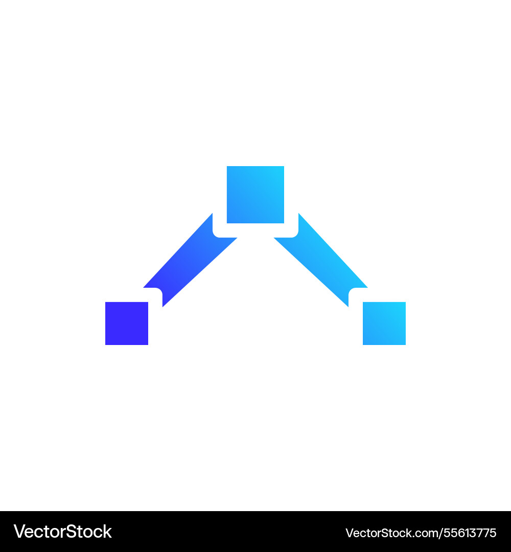 Network diagram of three nodes with blue gradient Network diagram of three nodes with blue gradient vector image