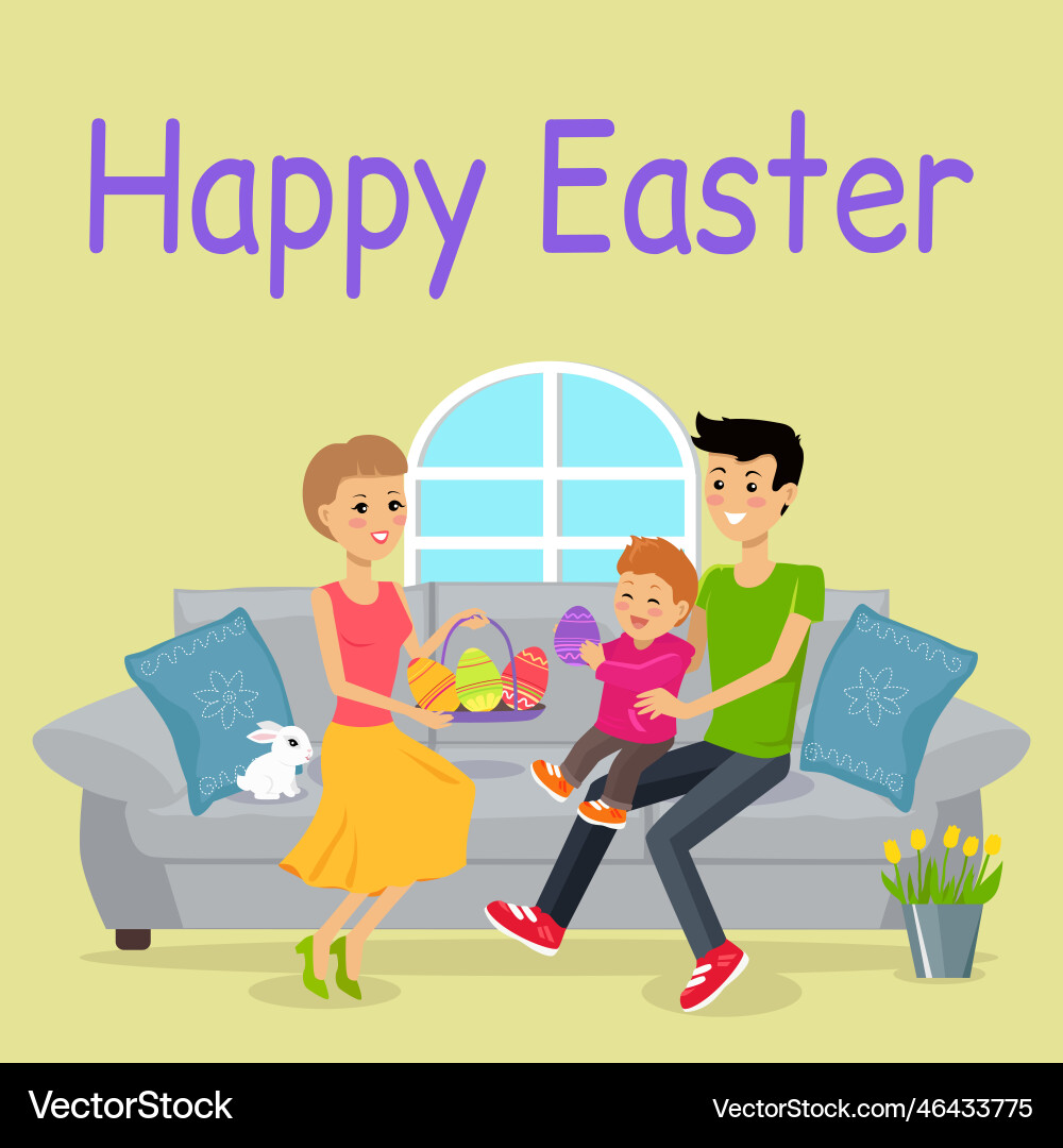 Ostern Familienurlaub Banner Set glücklich Männer Frauen Ostern Familienurlaub Banner Set glücklich Männer Frauen vektorbild