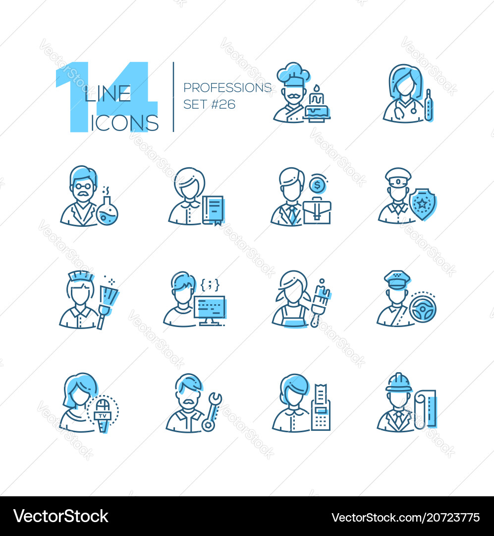 Professions - set of line design style icons Professions - set of line design style icons vector image