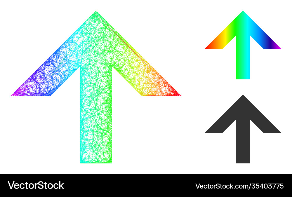 Rainbow net mesh gradient arrow up icon Rainbow net mesh gradient arrow up icon vector image