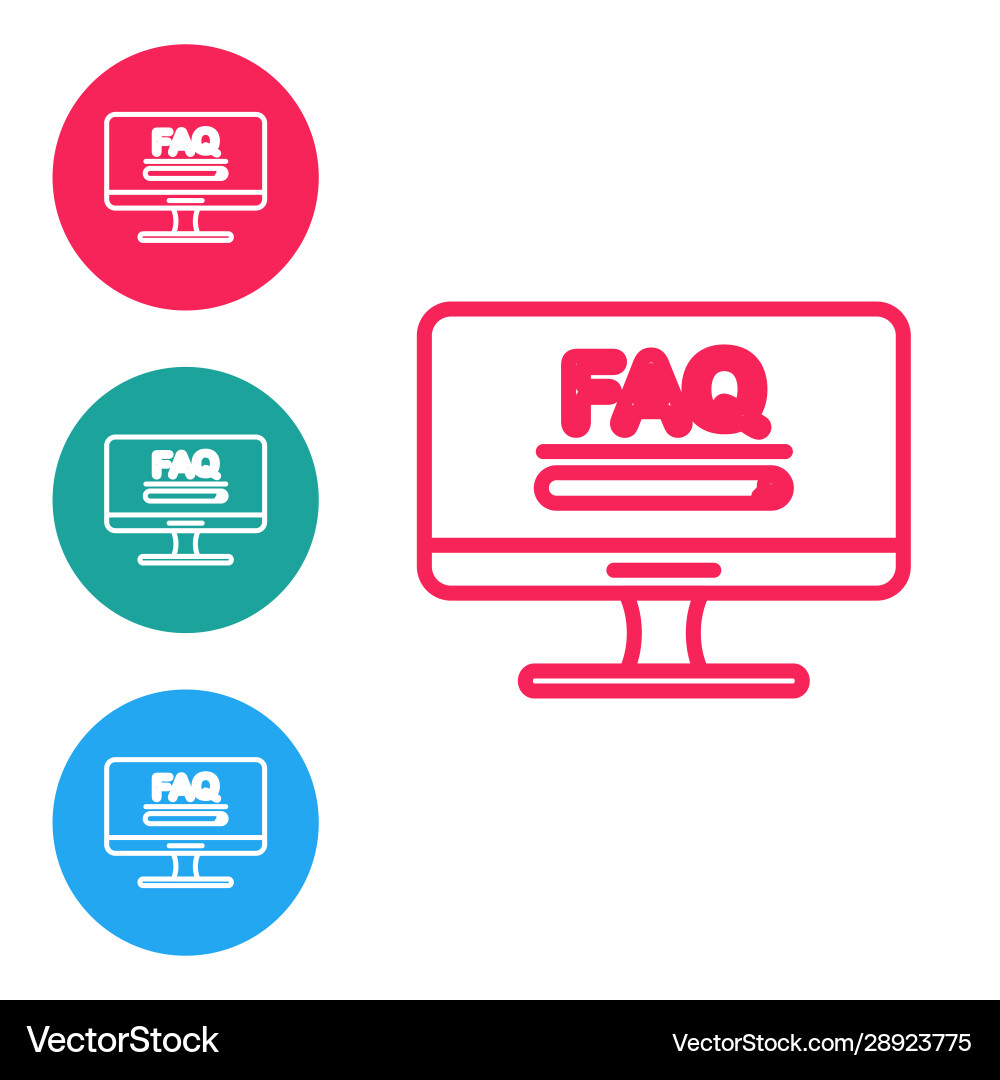 Red line computer monitor with text faq Red line computer monitor with text faq vector image