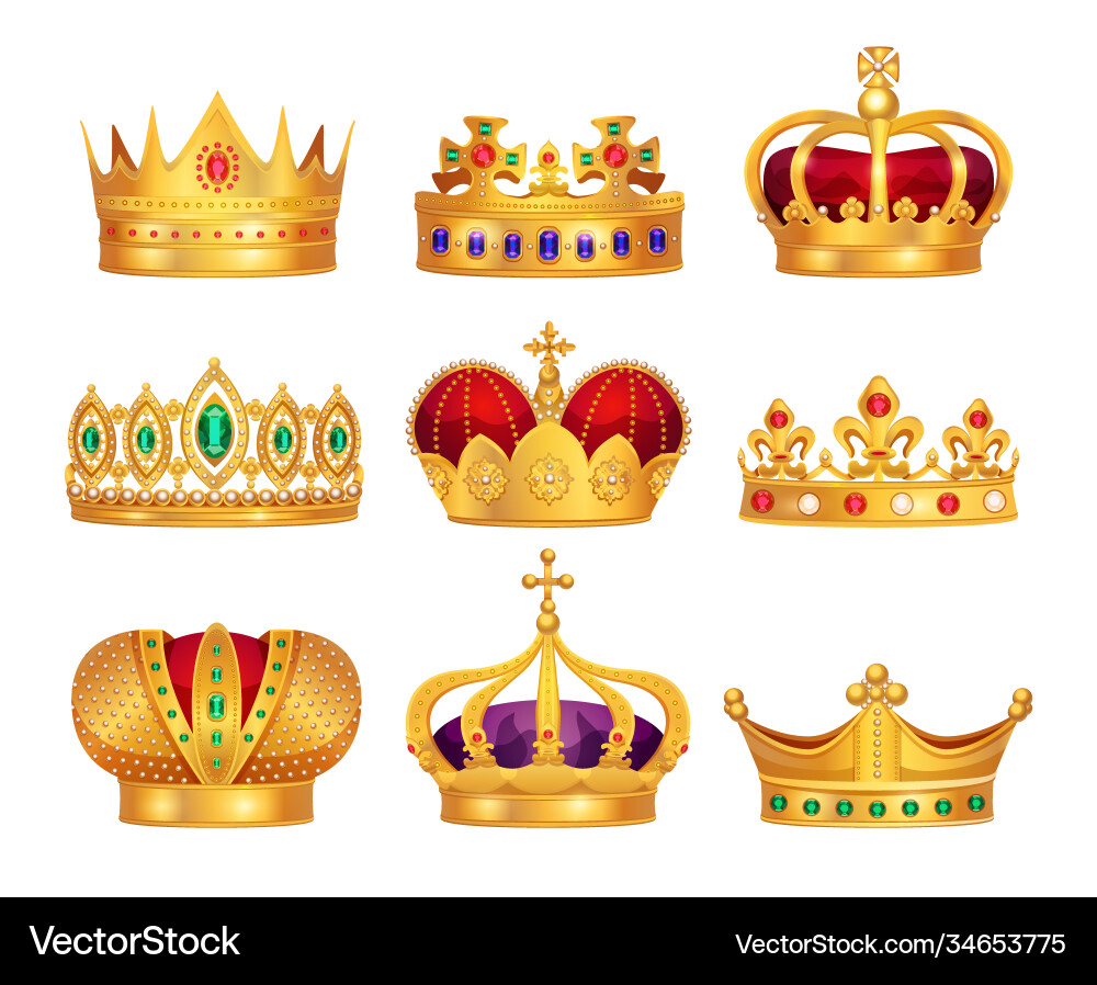 Royal crowns set Royalty Free Vector Image - VectorStock